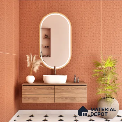 TL 00696 D Brick Blush Series Pattern 3 Red Matte Finish 4 ft x 2 ft Full Body Vitrified Tile - 9 mm (Sample)
