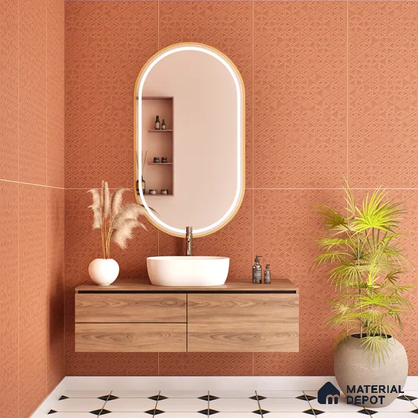 TL 00696 D Brick Blush Series Pattern 3 Red Matte Finish 4 ft x 2 ft Full Body Vitrified Tile - 9 mm (Sample)