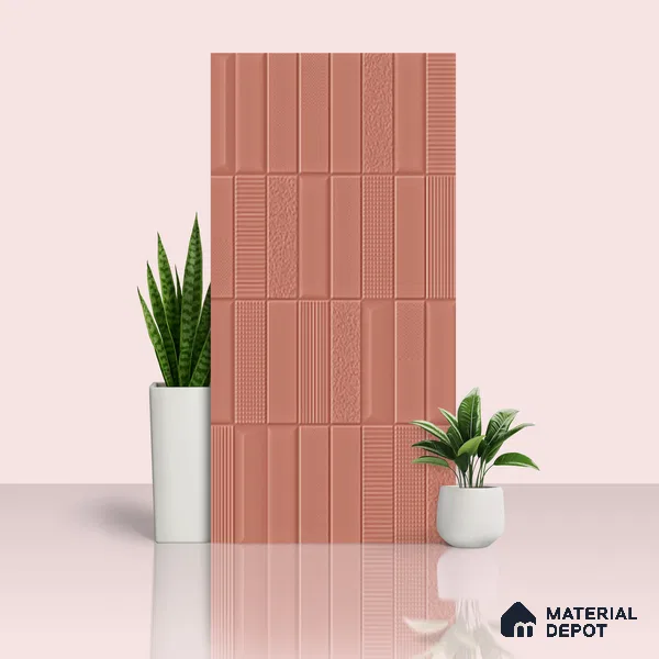 TL 00696 F Brick Blush Series Pattern 5 Red Chrome Finish 4 ft x 2 ft Full Body Vitrified Tile - 9 mm