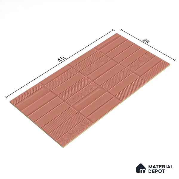 TL 00696 F Brick Blush Series Pattern 5 Red Chrome Finish 4 ft x 2 ft Full Body Vitrified Tile - 9 mm