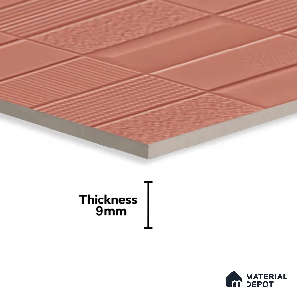 TL 00696 F Brick Blush Series Pattern 5 Red Chrome Finish 4 ft x 2 ft Full Body Vitrified Tile - 9 mm