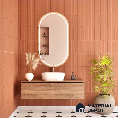TL 00696 F Brick Blush Series Pattern 5 Red Chrome Finish 4 ft x 2 ft Full Body Vitrified Tile - 9 mm