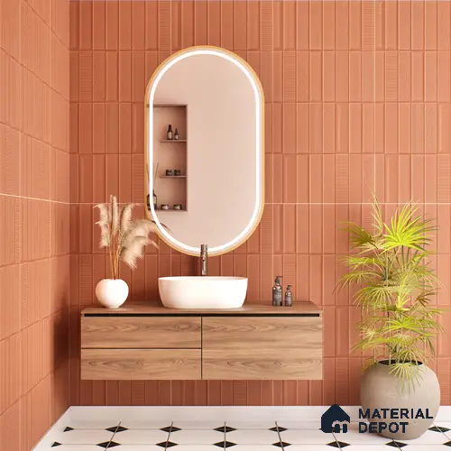 TL 00696 F Brick Blush Series Pattern 5 Red Chrome Finish 4 ft x 2 ft Full Body Vitrified Tile - 9 mm