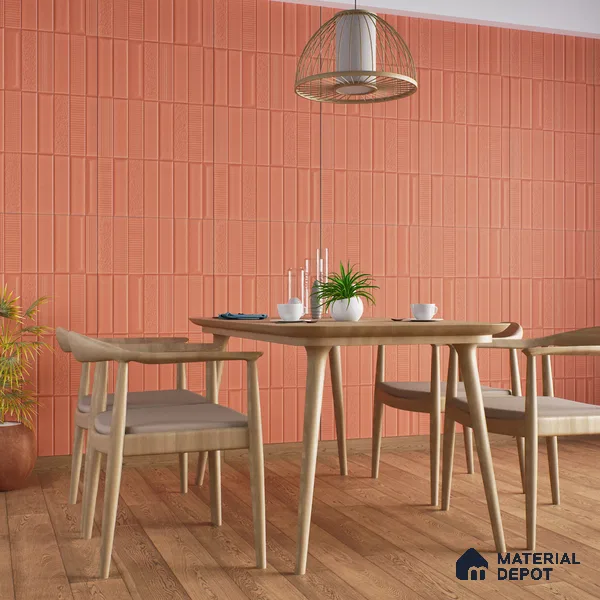 TL 00696 F Brick Blush Series Pattern 5 Red Chrome Finish 4 ft x 2 ft Full Body Vitrified Tile - 9 mm