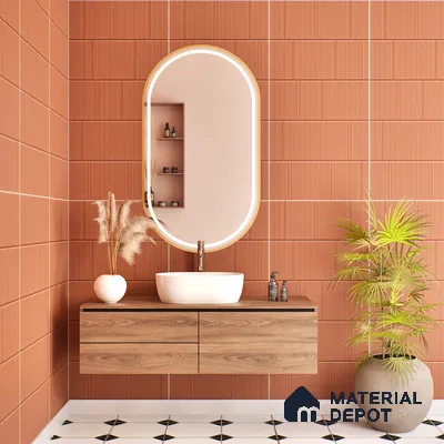 TL 00696 G Brick Blush Series Pattern 6 Red Chrome Finish 4 ft x 2 ft Full Body Vitrified Tile - 9 mm (Sample)