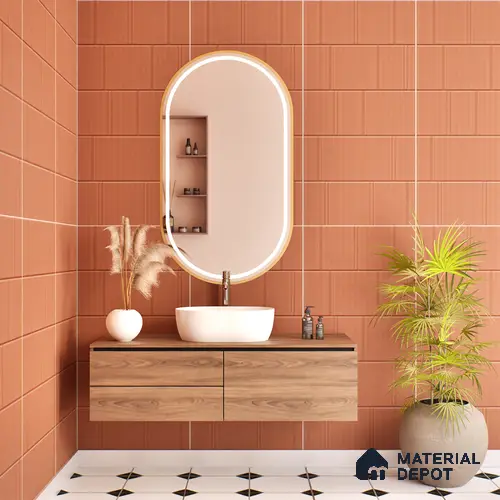 TL 00696 G Brick Blush Series Pattern 6 Red Chrome Finish 4 ft x 2 ft Full Body Vitrified Tile - 9 mm