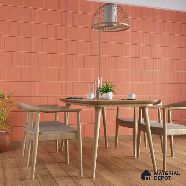 TL 00696 G Brick Blush Series Pattern 6 Red Chrome Finish 4 ft x 2 ft Full Body Vitrified Tile - 9 mm (Sample)
