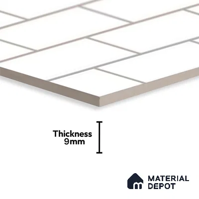Faux Subway Wall Tile TL 05293 B Splendore Linea Gris 2 ft x 1 ft Ceramic Glossy Finish - 9 mm | Suitable for Kitchen, Bathroom & Balcony Walls | Please Expect a Slight Variation of Pattern (Sample)