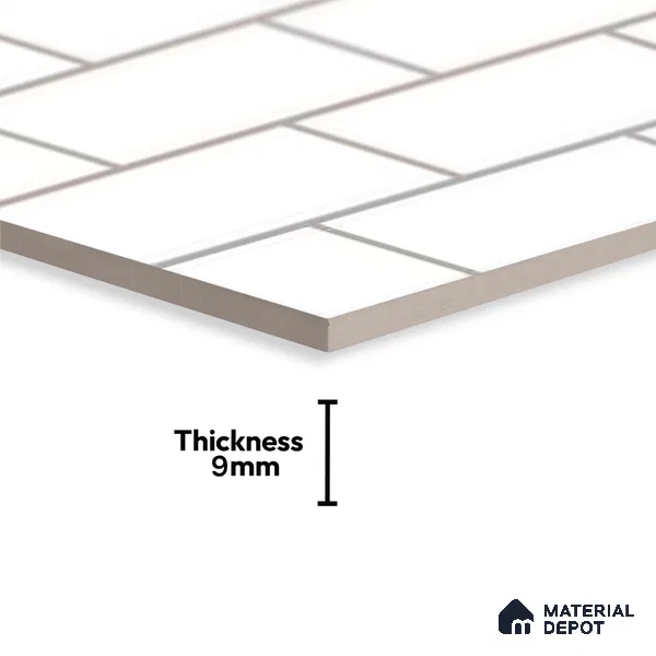 Faux Subway Wall Tile TL 05293 B Splendore Linea Gris 2 ft x 1 ft Ceramic Glossy Finish - 9 mm | Suitable for Kitchen, Bathroom & Balcony Walls | Please Expect a Slight Variation of Pattern (Sample)