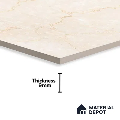 Marble Wall & Floor Tile | TL 02572 Brissban Botticino 4 ft x 2 ft Glossy Finish Random Design Vitrified Tile - 9 mm | Suitable For Living Room, Bedroom, Kitchen (Sample)