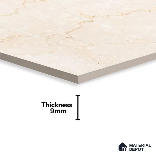 Marble Wall & Floor Tile | TL 02572 Brissban Botticino 4 ft x 2 ft Glossy Finish Random Design Vitrified Tile - 9 mm | Suitable For Living Room, Bedroom, Kitchen (Sample)