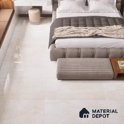 Marble Wall & Floor Tile | TL 02572 Brissban Botticino 4 ft x 2 ft Glossy Finish Random Design Vitrified Tile - 9 mm | Suitable For Living Room, Bedroom, Kitchen (Sample)