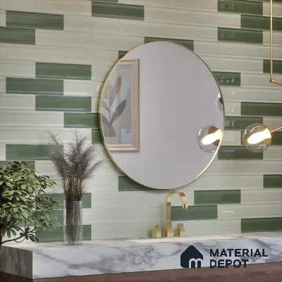 Subway Wall Tile TL 04962 B Reflectos Sage Mist 12 x 3 inch Ceramic Glossy Finish - 6.5 mm | Suitable for Highlighter Walls, Foyer, Bathroom, Kitchen Wall & Backsplashes (Sample)