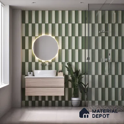 Subway Wall Tile TL 04962 B Reflectos Sage Mist 12 x 3 inch Ceramic Glossy Finish - 6.5 mm | Suitable for Highlighter Walls, Foyer, Bathroom, Kitchen Wall & Backsplashes (Sample)