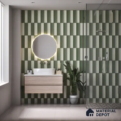 Subway Wall Tile TL 04962 B Reflectos Sage Mist 12 x 3 inch Ceramic Glossy Finish - 6.5 mm | Suitable for Highlighter Walls, Foyer, Bathroom, Kitchen Wall & Backsplashes