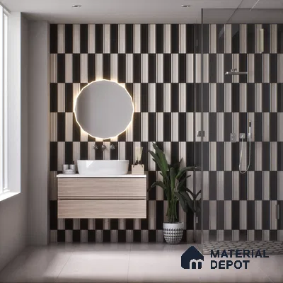 Subway Wall Tile TL 04962 D Reflectos Overcast Black 12 x 3 inch Ceramic Glossy Finish - 6.5 mm | Suitable for Highlighter Walls, Foyer, Bathroom, Kitchen Wall & Backsplashes (Sample)