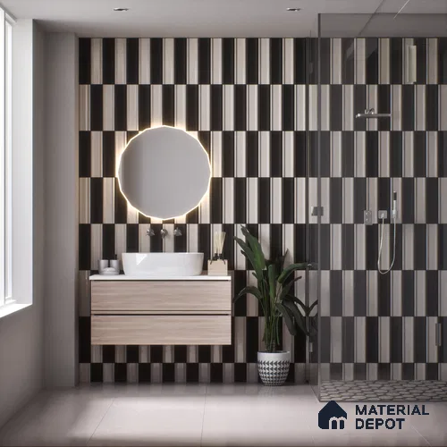 Subway Wall Tile TL 04962 D Reflectos Overcast Black 12 x 3 inch Ceramic Glossy Finish - 6.5 mm | Suitable for Highlighter Walls, Foyer, Bathroom, Kitchen Wall & Backsplashes