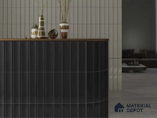Subway Wall Tile TL 04962 D Reflectos Overcast Black 12 x 3 inch Ceramic Glossy Finish - 6.5 mm | Suitable for Highlighter Walls, Foyer, Bathroom, Kitchen Wall & Backsplashes (Sample)