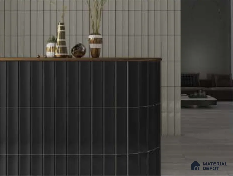 Subway Wall Tile TL 04962 D Reflectos Overcast Black 12 x 3 inch Ceramic Glossy Finish - 6.5 mm | Suitable for Highlighter Walls, Foyer, Bathroom, Kitchen Wall & Backsplashes (Sample)