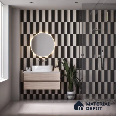 Subway Wall Tile TL 04962 E Reflectos Silver Montana 12 x 3 inch Ceramic Glossy Finish - 6.5 mm | Suitable for Highlighter Walls, Foyer, Bathroom, Kitchen Wall & Backsplashes (Sample)