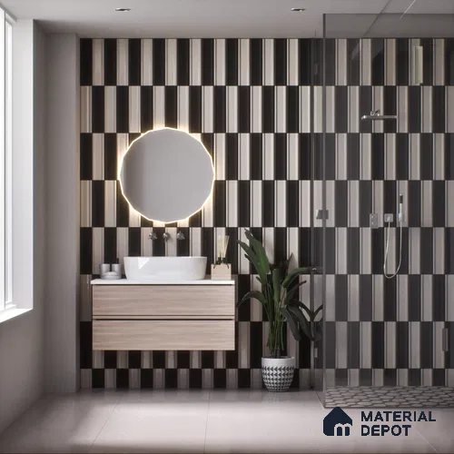 Subway Wall Tile TL 04962 E Reflectos Silver Montana 12 x 3 inch Ceramic Glossy Finish - 6.5 mm | Suitable for Highlighter Walls, Foyer, Bathroom, Kitchen Wall & Backsplashes