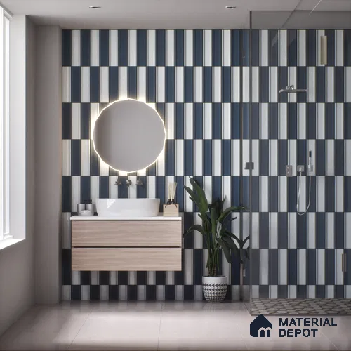 Subway Wall Tile TL 04962 F Reflectos Aries Azul 12 x 3 inch Ceramic Glossy Finish - 6.5 mm | Suitable for Highlighter Walls, Foyer, Bathroom, Kitchen Wall & Backsplashes