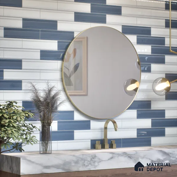 Subway Wall Tile TL 04962 G Reflectos Versilia White 12 x 3 inch Ceramic Glossy Finish - 6.5 mm | Suitable for Highlighter Walls, Foyer, Bathroom, Kitchen Wall & Backsplashes (Sample)