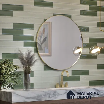 Subway Wall Tile TL 04962 Reflectos Olive Grigio 12 x 3 inch Ceramic Glossy Finish - 6.5 mm | Suitable for Highlighter Walls, Foyer, Bathroom, Kitchen Wall & Backsplashes