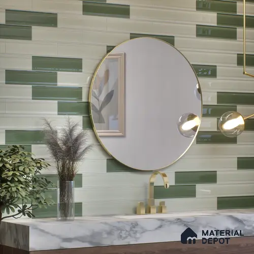 Subway Wall Tile TL 04962 Reflectos Olive Grigio 12 x 3 inch Ceramic Glossy Finish - 6.5 mm | Suitable for Highlighter Walls, Foyer, Bathroom, Kitchen Wall & Backsplashes