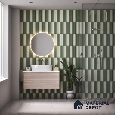 Subway Wall Tile TL 04962 Reflectos Olive Grigio 12 x 3 inch Ceramic Glossy Finish - 6.5 mm | Suitable for Highlighter Walls, Foyer, Bathroom, Kitchen Wall & Backsplashes