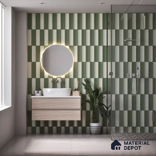 Subway Wall Tile TL 04962 Reflectos Olive Grigio 12 x 3 inch Ceramic Glossy Finish - 6.5 mm | Suitable for Highlighter Walls, Foyer, Bathroom, Kitchen Wall & Backsplashes