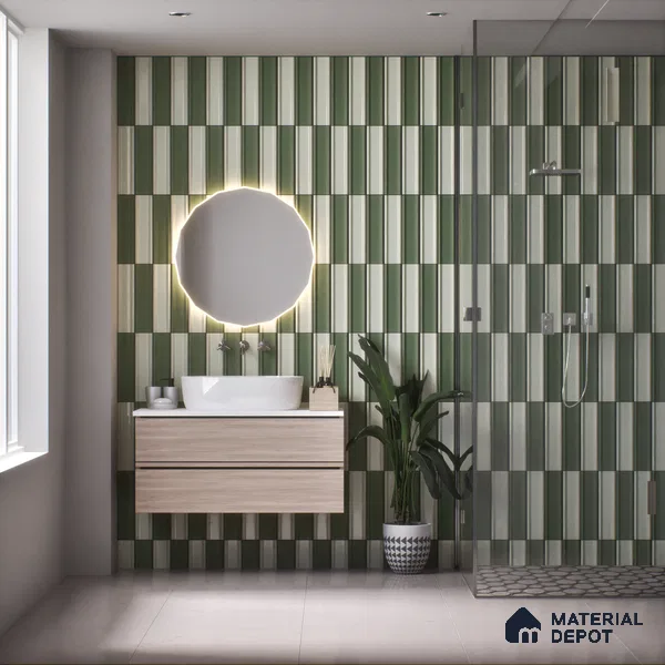 Subway Wall Tile TL 04962 Reflectos Olive Grigio 12 x 3 inch Ceramic Glossy Finish - 6.5 mm | Suitable for Highlighter Walls, Foyer, Bathroom, Kitchen Wall & Backsplashes