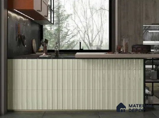 Subway Wall Tile TL 04962 Reflectos Olive Grigio 12 x 3 inch Ceramic Glossy Finish - 6.5 mm | Suitable for Highlighter Walls, Foyer, Bathroom, Kitchen Wall & Backsplashes