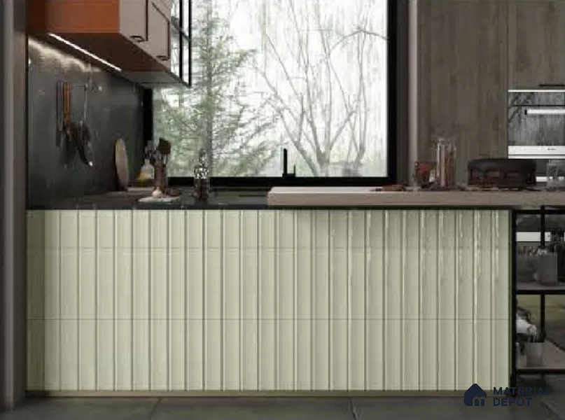Subway Wall Tile TL 04962 Reflectos Olive Grigio 12 x 3 inch Ceramic Glossy Finish - 6.5 mm | Suitable for Highlighter Walls, Foyer, Bathroom, Kitchen Wall & Backsplashes