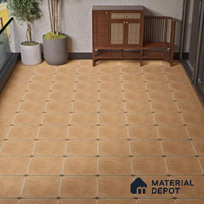 Budget Friendly Plain Look Value for Money Parking Brown Floor Tile 16 x 16 inch | TL 00600 | Vitrified Matte Finish Tile - 12 mm | Suitable For Parking, Bathroom, Balcony & Terrace | Pattern Alignment May Vary | 2-3 mm Spacer is Mandatory