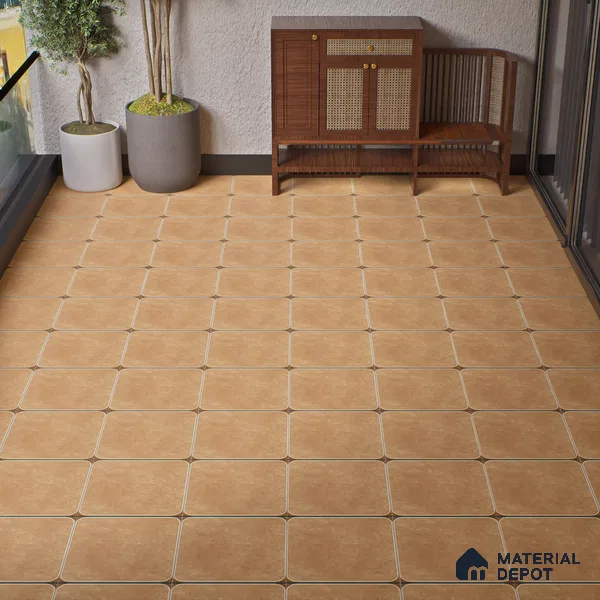 Budget Friendly Plain Look Value for Money Parking Brown Floor Tile 16 x 16 inch | TL 00600 | Vitrified Matte Finish Tile - 12 mm | Suitable For Parking, Bathroom, Balcony & Terrace | Pattern Alignment May Vary | 2-3 mm Spacer is Mandatory