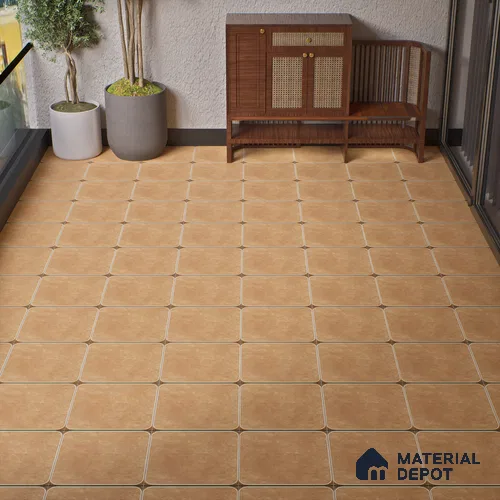 Budget Friendly Plain Look Value for Money Parking Brown Floor Tile 16 x 16 inch | TL 00600 | Vitrified Matte Finish Tile - 12 mm | Suitable For Parking, Bathroom, Balcony & Terrace | Pattern Alignment May Vary | 2-3 mm Spacer is Mandatory