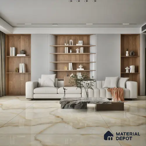 TL 00353 Brown 6 ft x 4 ft Glossy Finish Endless Vitrified Wall & Floor Tile - 9 mm | Adhesive and Spacers Must be Used During Installation