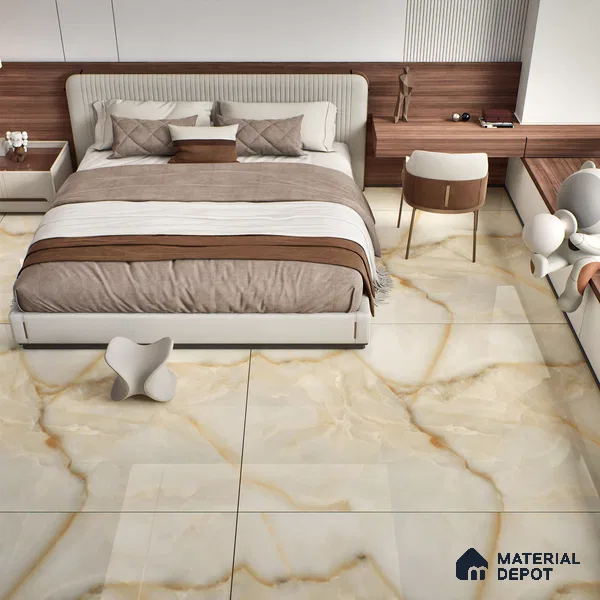 TL 00353 Brown 6 ft x 4 ft Glossy Finish Endless Vitrified Wall & Floor Tile - 9 mm | Adhesive and Spacers Must be Used During Installation