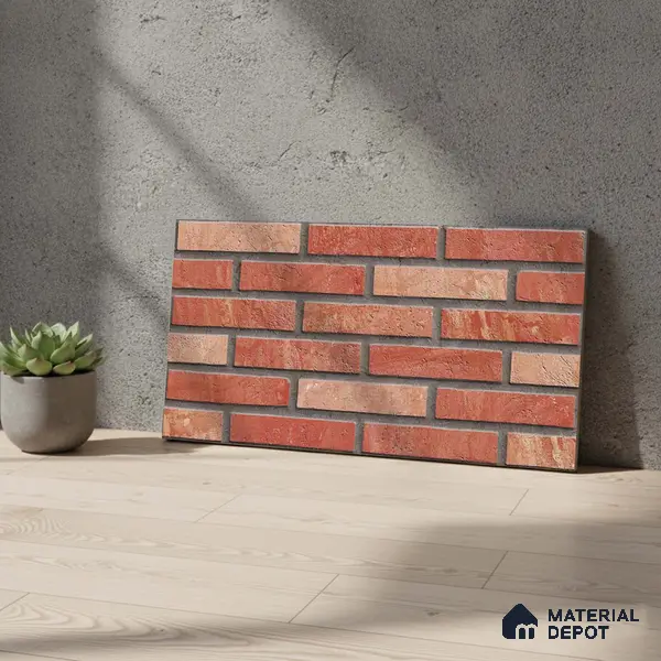 Brick Wall Tile TL 06580 B Manhattan Azul-1 2 ft x 1 ft Ceramic Matte Finish - 9 mm | Suitable for Balcony, Foyer, Elevation, Courtyard