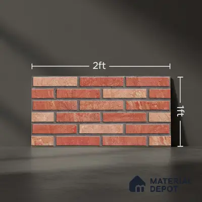 Brick Wall Tile TL 06580 B Manhattan Azul-1 2 ft x 1 ft Ceramic Matte Finish - 9 mm | Suitable for Balcony, Foyer, Elevation, Courtyard
