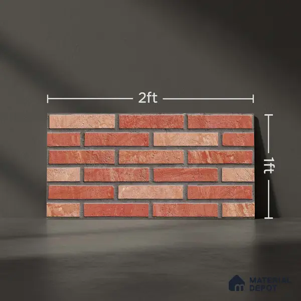 Brick Wall Tile TL 06580 B Manhattan Azul-1 2 ft x 1 ft Ceramic Matte Finish - 9 mm | Suitable for Balcony, Foyer, Elevation, Courtyard
