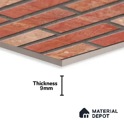 Brick Wall Tile TL 06580 B Manhattan Azul-1 2 ft x 1 ft Ceramic Matte Finish - 9 mm | Suitable for Balcony, Foyer, Elevation, Courtyard