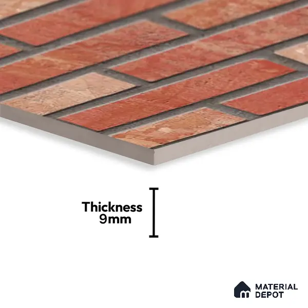 Brick Wall Tile TL 06580 B Manhattan Azul-1 2 ft x 1 ft Ceramic Matte Finish - 9 mm | Suitable for Balcony, Foyer, Elevation, Courtyard
