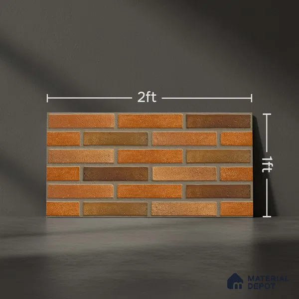 Brick Wall Tile TL 06580 Manhattan Perla 2 ft x 1 ft Ceramic Matte Finish - 9 mm | Suitable for Courtyard, Stair Lobby wall, Balcony, Elevation (Sample)