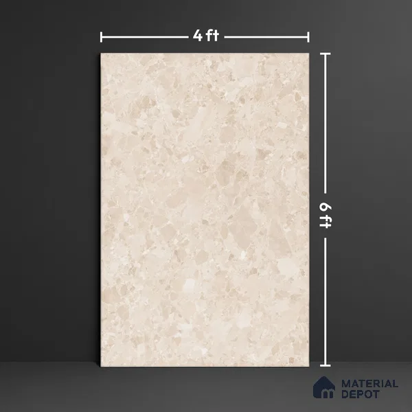Marble Look Tile TL 09711 6 ft x 4 ft Glossy Finish Vitrified Tile - 15 mm | Adhesive and Spacers Must be Used During Installation