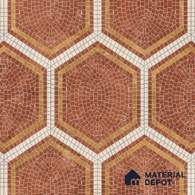Hexagonal Wall & Floor Tile TL 06600 Piazza Scala Rosso 2 ft x 2 ft Vitrified Matte Finish - 9 mm | Suitable for Living Room, Balcony, Courtyard (Sample)