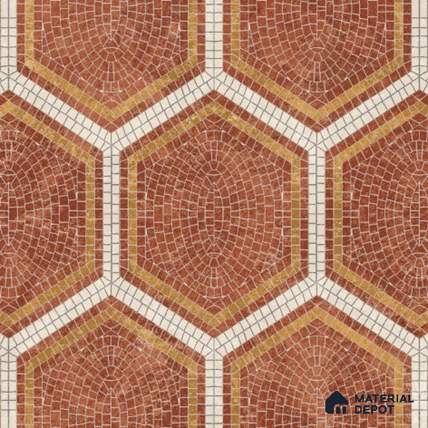 Hexagonal Wall & Floor Tile TL 06600 Piazza Scala Rosso 2 ft x 2 ft Vitrified Matte Finish - 9 mm | Suitable for Living Room, Balcony, Courtyard (Sample)