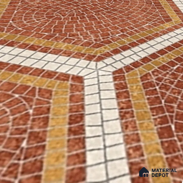 Hexagonal Wall & Floor Tile TL 06600 Piazza Scala Rosso 2 ft x 2 ft Vitrified Matte Finish - 9 mm | Suitable for Living Room, Balcony, Courtyard (Sample)
