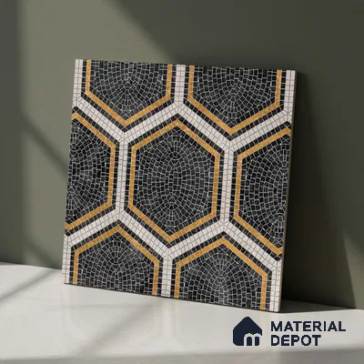 Hexagonal Floor & Wall Tile TL 06600 C  2 ft x 2 ft  Vitrified Matte Finish Tile - 9 mm | Ideal for Living Room, Bedroom, Bathroom